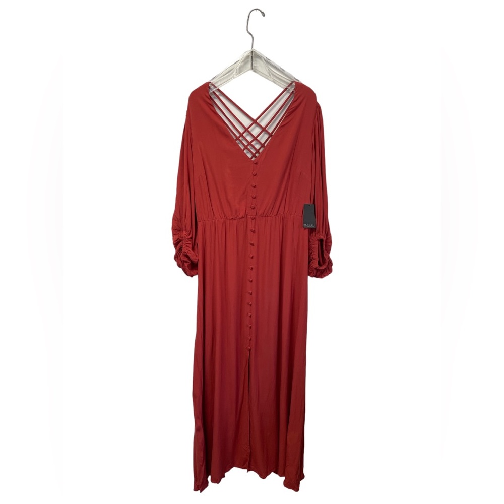 NWT Eloquii Plus Women's Burnt Orange Strappy Cut Out Back Maxi Dress Size 14